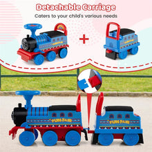 Load image into Gallery viewer, 6V 2-Seater Ride On Train with Detachable Carriage, Under-Seat Storage, Whistle &amp; Flashing LED Lights, Trackless Electric Ride On Toy for Kids