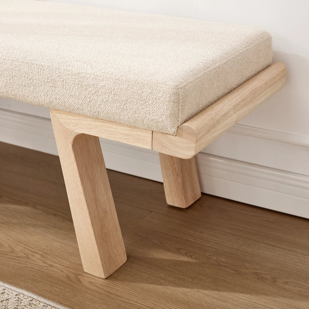 Zesthouse 47.4" Linen Upholstered Bench, Entryway Bench with Solid Wood Legs, Modern Ottoman Bench for Living Bedroom Room, Beige