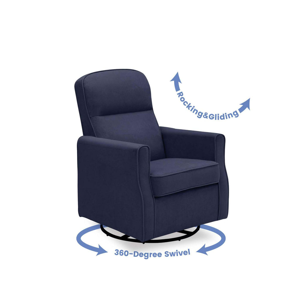 Delta Children Clair Slim Nursery Glider Swivel Rocker Chair. Navy