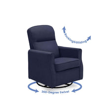 Load image into Gallery viewer, Delta Children Clair Slim Nursery Glider Swivel Rocker Chair. Navy