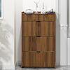 Shoe Cabinet, Free Standing Tipping Bucket Shoe Rack Organizer with 3 Flip Drawers, Modern Entryway Narrow Shoe Rack with 2 Drawers & Top Storage, for Hallway Bedroom, Walnut