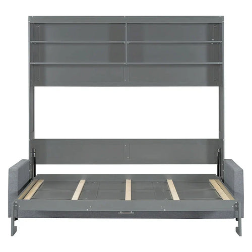 Queen Murphy Bed with Sofa - 2 - in - 1 Design, Storage Solutions & Dual - Piston Mechanism
