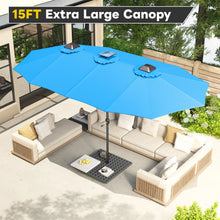Load image into Gallery viewer, AECOJOY 15ft Patio Double-Sided Umbrella, 156 PCS Solar LED Light Outdoor Large Umbrella, Sky Blue