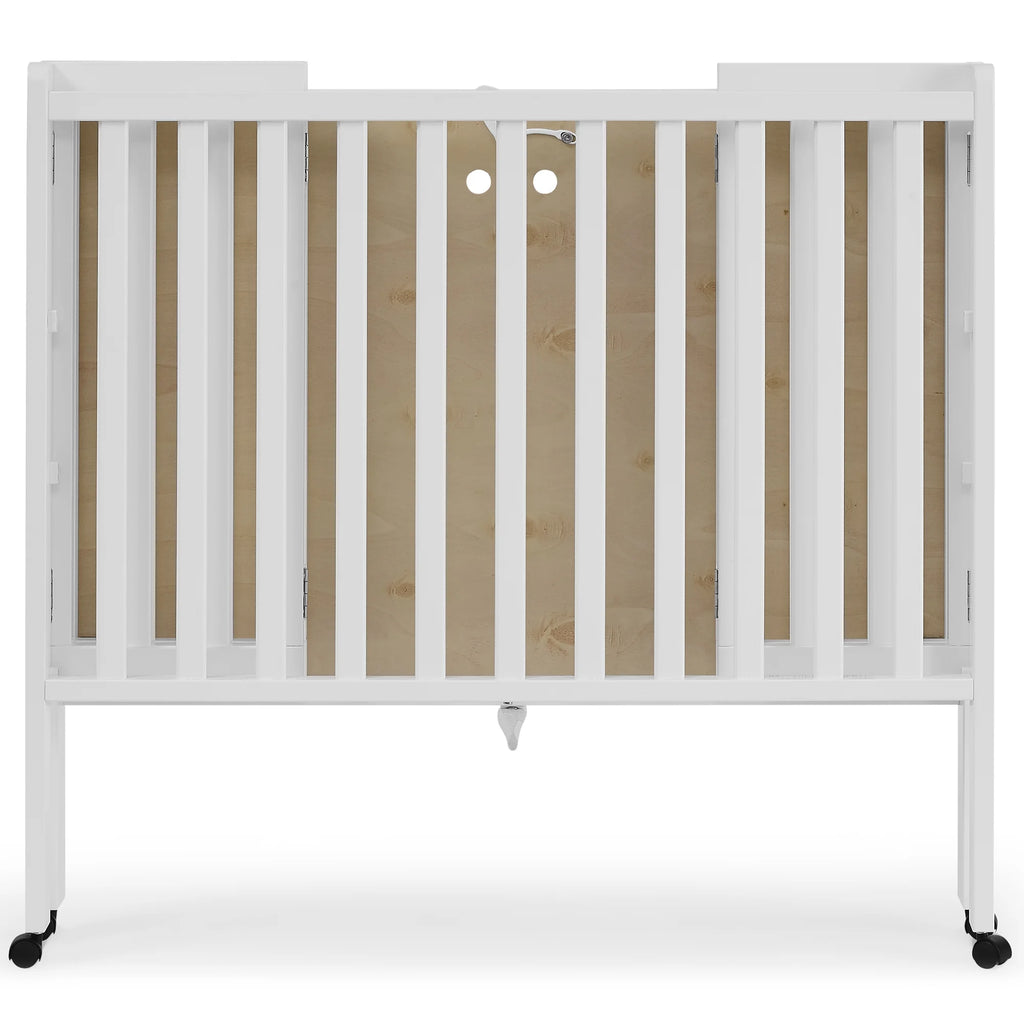 Delta Children Lee Portable Folding Mini Crib with 1.5 - Inch Mattress - Greenguard Gold Certified, Bianca White