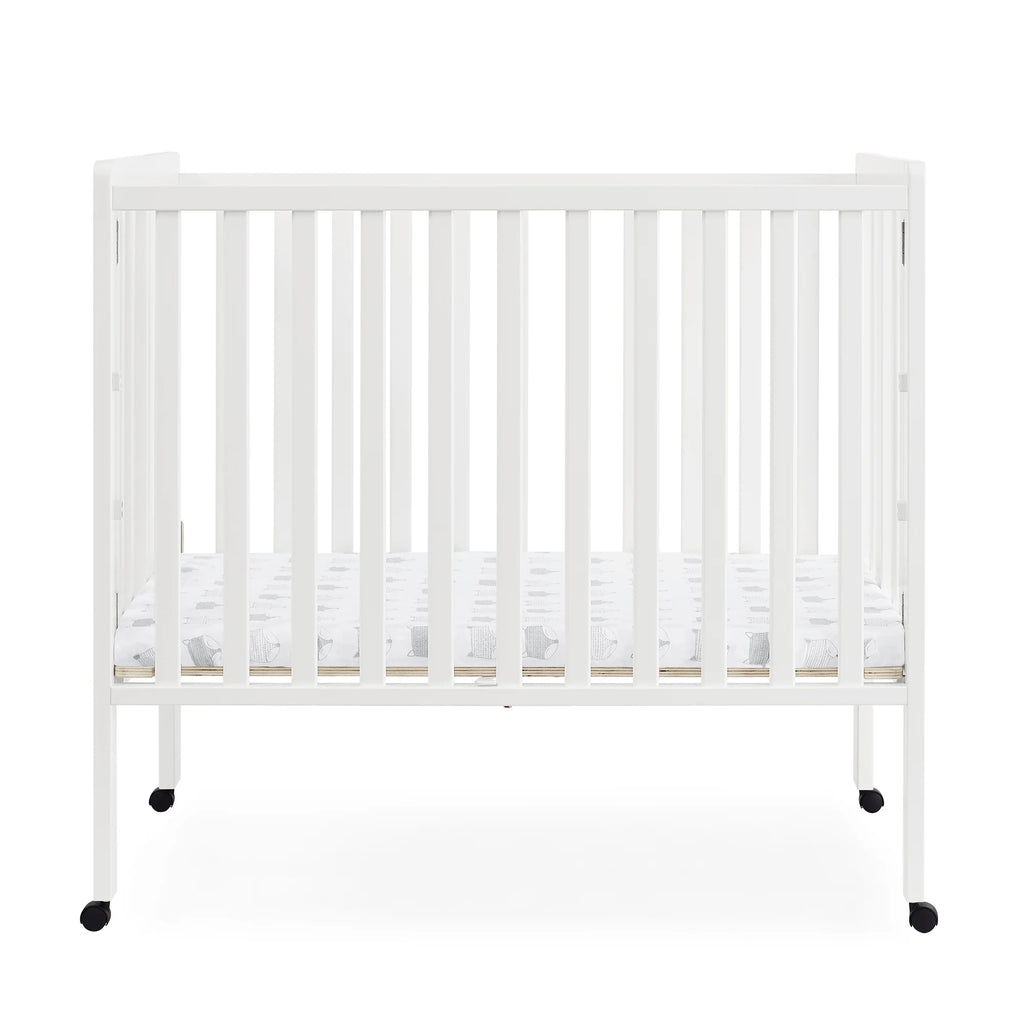 Delta Children Lee Portable Folding Mini Crib with 1.5 - Inch Mattress - Greenguard Gold Certified, Bianca White