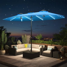 Load image into Gallery viewer, AECOJOY 15ft Patio Double-Sided Umbrella, 156 PCS Solar LED Light Outdoor Large Umbrella, Sky Blue