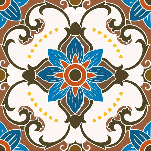Poromoro Spanish Portuguese Azulejo Style Peel and Stick Backsplash Tile Stickers Set of 16 Pcs (5.9, 54)