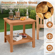 Load image into Gallery viewer, Tangkula 2 Tier Acacia Wood Square End Table with Slatted Tabletop &amp; Storage Shelf