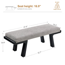 Load image into Gallery viewer, Zesthouse 47.4" Linen Upholstered Bench, Entryway Bench with Solid Wood Legs, Modern Ottoman Bench for Living Bedroom Room, Beige