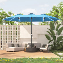 Load image into Gallery viewer, AECOJOY 15ft Patio Double-Sided Umbrella, 156 PCS Solar LED Light Outdoor Large Umbrella, Sky Blue