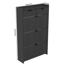 Load image into Gallery viewer, Shoe Cabinet, Free Standing Tipping Bucket Shoe Rack Organizer with 3 Flip Drawers, Modern Entryway Narrow Shoe Rack with 2 Drawers &amp; Top Storage, for Hallway Bedroom, Walnut