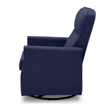 Load image into Gallery viewer, Delta Children Clair Slim Nursery Glider Swivel Rocker Chair. Navy