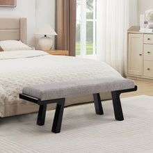 Load image into Gallery viewer, Zesthouse 47.4" Linen Upholstered Bench, Entryway Bench with Solid Wood Legs, Modern Ottoman Bench for Living Bedroom Room, Beige