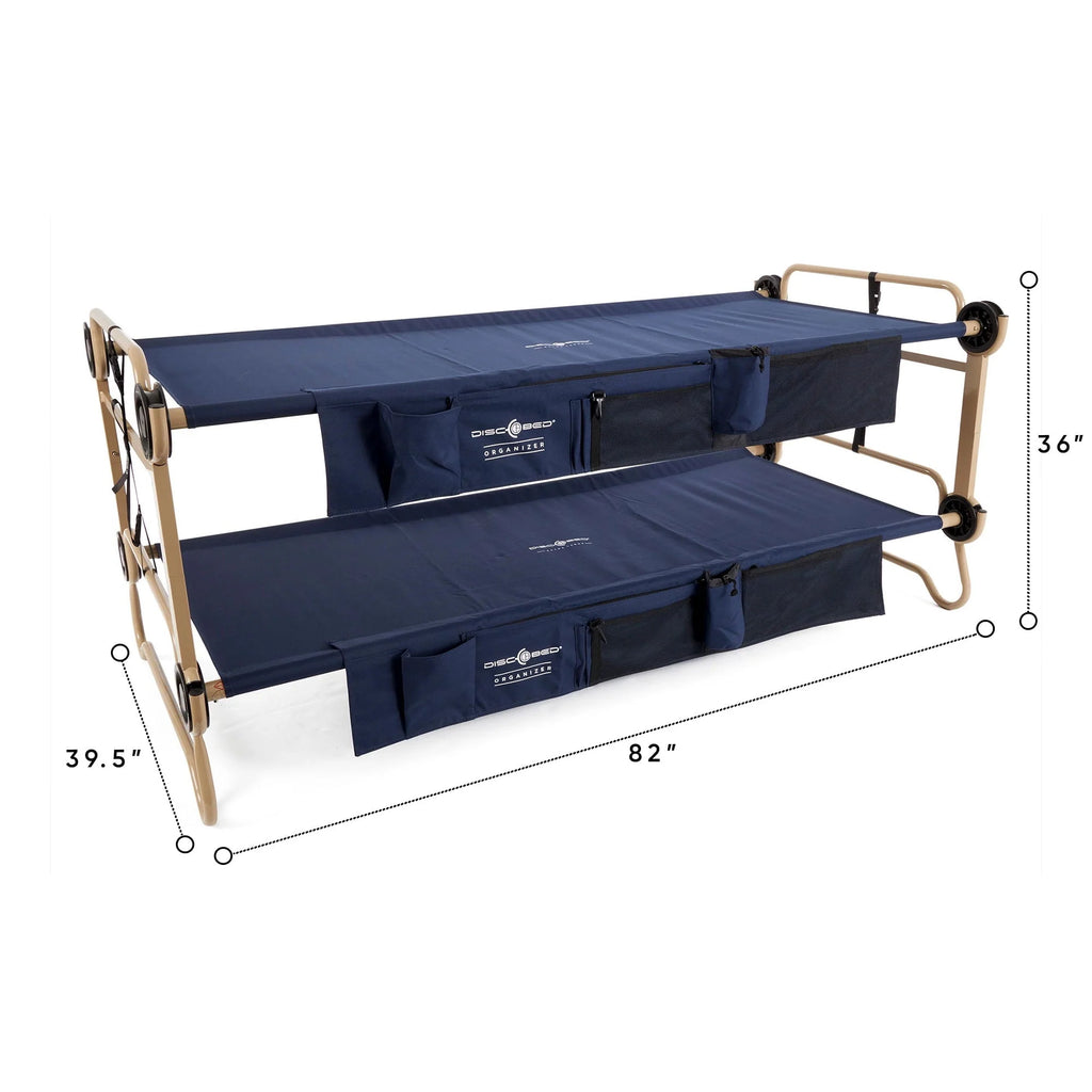 Disc - O - Bed XL Cam - O - Bunk Benchable Double Cot with Storage Organizers, Navy