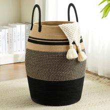 Load image into Gallery viewer, 65L Cotton Rope Laundry Hamper by Fiona's Magic, Large Woven Tall Laundry Basket for Storage Clothes and Toy in Bedroom, Living Room Organizing,