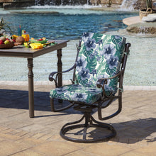 Load image into Gallery viewer, Arden Selections Salome Tropical Outdoor High Back Dining Chair Cushion Blue