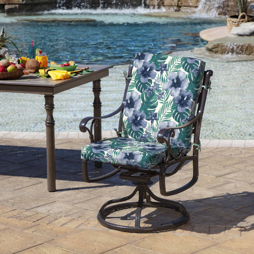 Arden Selections Salome Tropical Outdoor High Back Dining Chair Cushion Blue