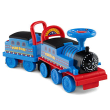 Load image into Gallery viewer, 6V 2-Seater Ride On Train with Detachable Carriage, Under-Seat Storage, Whistle &amp; Flashing LED Lights, Trackless Electric Ride On Toy for Kids