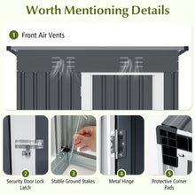 Load image into Gallery viewer, 5 x 3 FT Outdoor Storage Shed, Galvanized Metal Tool House with Sloped Roof, 2 Vents, Lockable Door, Waterproof &amp; Windproof Utility Tool Organizer