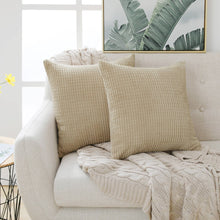 Load image into Gallery viewer, Deconovo Throw Pillow Covers 18x18 in Soft Corduroy Square Cushion Cover with Stripes Cases for Bedroom Sofa Living Room Couch Set of 2 Taupe