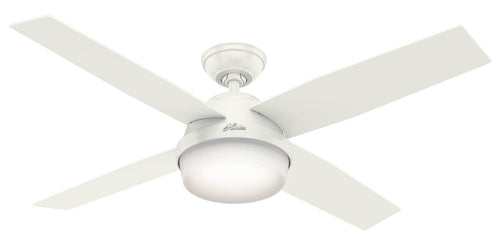 Hunter Fun 59252 Contemporary Dempsey Damp Outdoor Ceiling Fan with Remote, Fresh White/ Washed Oak