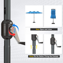 Load image into Gallery viewer, AECOJOY 15ft Patio Double-Sided Umbrella, 156 PCS Solar LED Light Outdoor Large Umbrella, Sky Blue