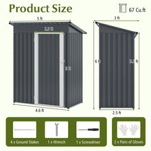 Load image into Gallery viewer, 5 x 3 FT Outdoor Storage Shed, Galvanized Metal Tool House with Sloped Roof, 2 Vents, Lockable Door, Waterproof &amp; Windproof Utility Tool Organizer