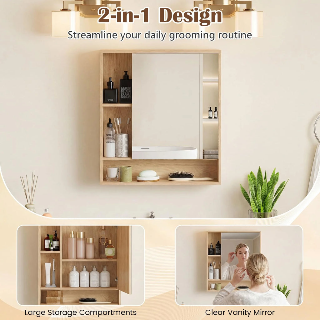 Tangkula Bathroom Cabinet with Mirror for Living Room