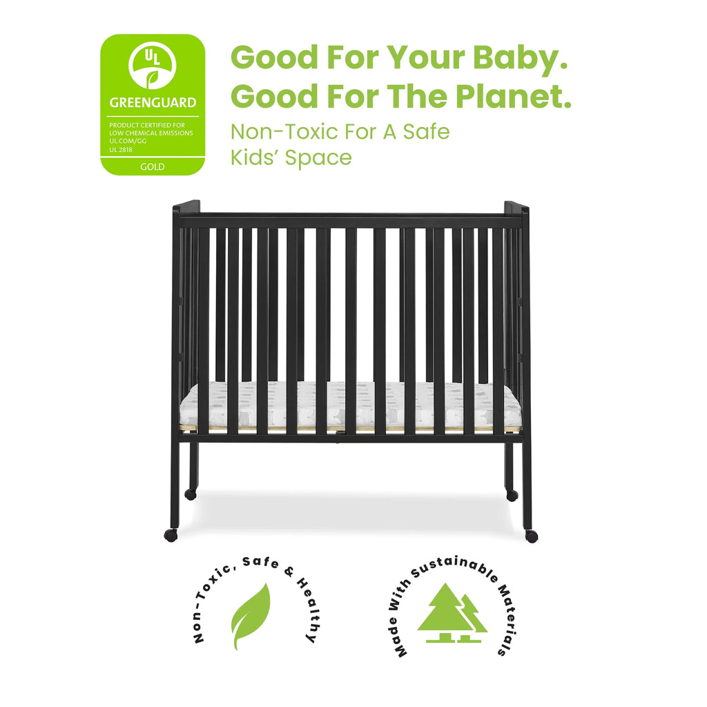 Delta Children Lee Portable Folding Mini Crib with 1.5 - Inch Mattress - Greenguard Gold Certified, Bianca White