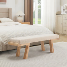 Load image into Gallery viewer, Zesthouse 47.4" Linen Upholstered Bench, Entryway Bench with Solid Wood Legs, Modern Ottoman Bench for Living Bedroom Room, Beige
