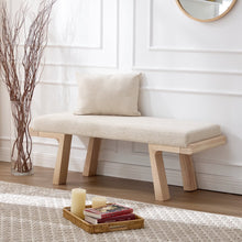 Load image into Gallery viewer, Zesthouse 47.4" Linen Upholstered Bench, Entryway Bench with Solid Wood Legs, Modern Ottoman Bench for Living Bedroom Room, Beige