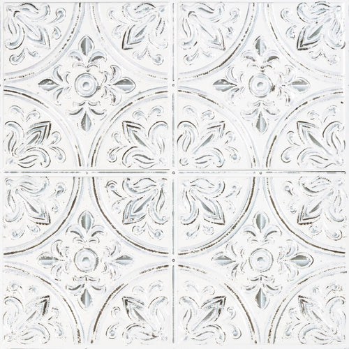 RoomMates Peel and Stick Tile Backsplash White Tin