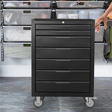 Load image into Gallery viewer, 7 - Drawer Rolling Tool Chest Cabinet, Large Capacity Metal Tool Box with Wheels and Cylinder Locking, Roll Around Storage Organizer Tool Cart for Garage, Warehouse, Work Shop - Black