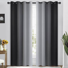 Load image into Gallery viewer, Yakamok Grommet Light Blocking Black Ombre Curtains, Room Darkening Window Drapes for Bedroom/Living Room Blackout, 52x84 Inches, 2 Panels, Size: 52W