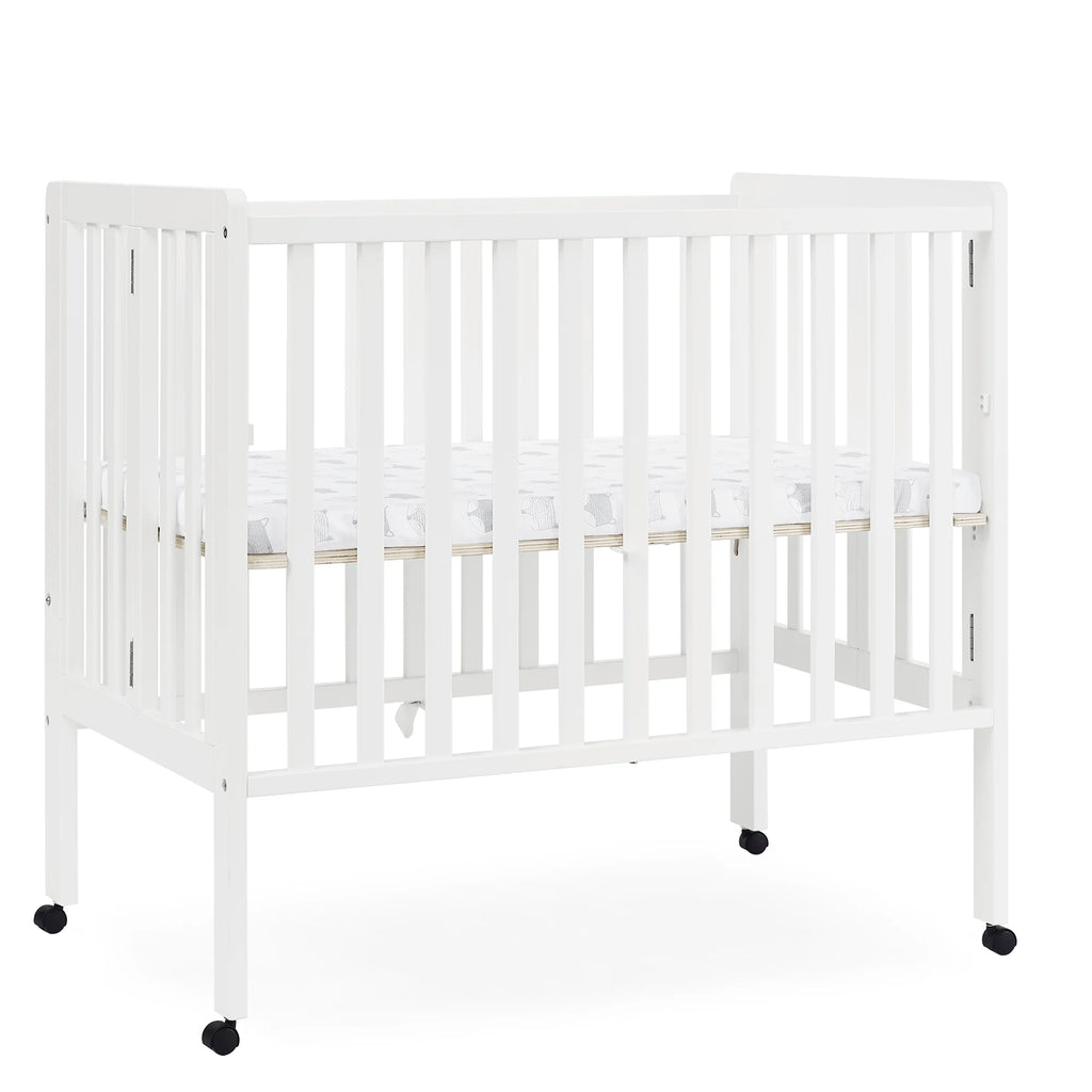 Delta Children Lee Portable Folding Mini Crib with 1.5 - Inch Mattress - Greenguard Gold Certified, Bianca White