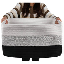 Load image into Gallery viewer, OIAHOMY Large Cotton Rope Basket, Rectangle Woven Baskets for Storage, Nursery Blanket Basket Living Room, Toy Basket with Handl