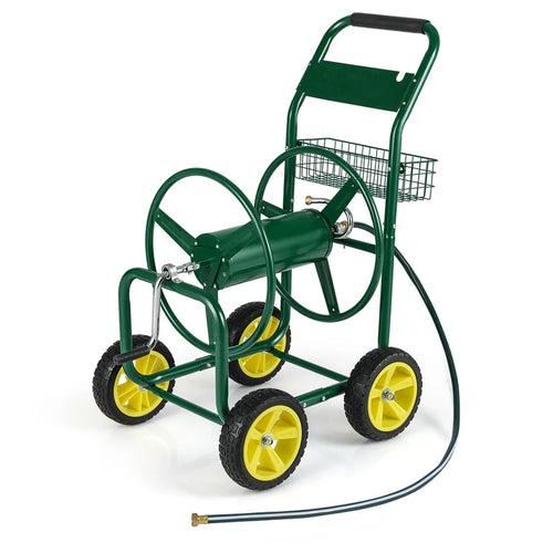 Heavy Duty Metal Garden Hose Reel Cart Holds 300FT of 5/8