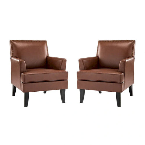 Nileus Set of 2 Modern Classic Polyester Accent Chairs with Solid Wood Legs by HULALA HOME