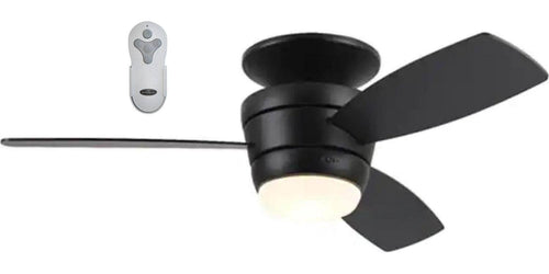 Harbor Breeze Mazon 44 - in Black LED Indoor Flush Mount Ceiling Fan with Light Remote (3 - Blade)