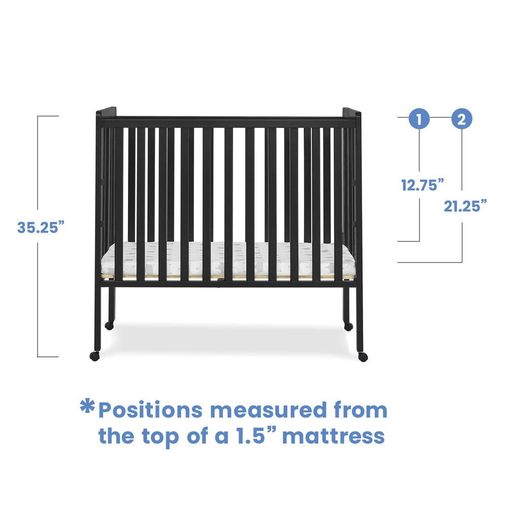 Delta Children Lee Portable Folding Mini Crib with 1.5 - Inch Mattress - Greenguard Gold Certified, Bianca White