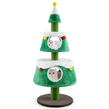 Load image into Gallery viewer, 60" Christmas Cat Tree for Indoor Cats, Modern Holiday Cute Cat Tree Tower with 2 Condos, Sisal Scratching Posts, Spring Toy &amp; Removable Beds