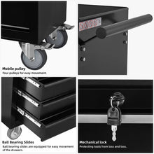 Load image into Gallery viewer, 7 - Drawer Rolling Tool Chest Cabinet, Large Capacity Metal Tool Box with Wheels and Cylinder Locking, Roll Around Storage Organizer Tool Cart for Garage, Warehouse, Work Shop - Black