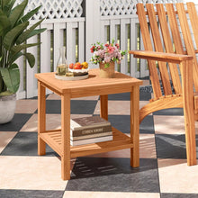 Load image into Gallery viewer, Tangkula 2 Tier Acacia Wood Square End Table with Slatted Tabletop &amp; Storage Shelf