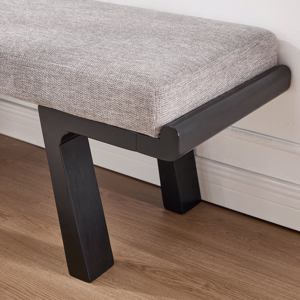 Zesthouse 47.4" Linen Upholstered Bench, Entryway Bench with Solid Wood Legs, Modern Ottoman Bench for Living Bedroom Room, Beige