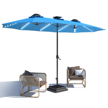 Load image into Gallery viewer, AECOJOY 15ft Patio Double-Sided Umbrella, 156 PCS Solar LED Light Outdoor Large Umbrella, Sky Blue