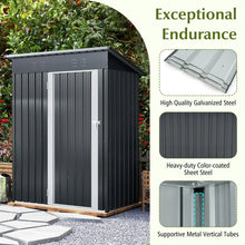 Load image into Gallery viewer, 5 x 3 FT Outdoor Storage Shed, Galvanized Metal Tool House with Sloped Roof, 2 Vents, Lockable Door, Waterproof &amp; Windproof Utility Tool Organizer
