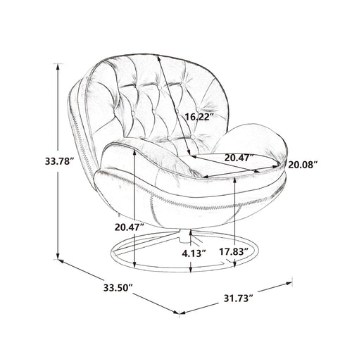 Velvet Swivel Accent Chair with Ottoman, Modern Chaise Lounge Chair with Metal Frame and Footstool, Comfy Armchair Reading Chair