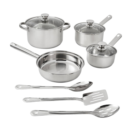 Mainstays 10-Piece Cookware Set, Stainless Steel