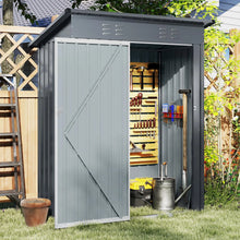 Load image into Gallery viewer, 5 x 3 FT Outdoor Storage Shed, Galvanized Metal Tool House with Sloped Roof, 2 Vents, Lockable Door, Waterproof &amp; Windproof Utility Tool Organizer