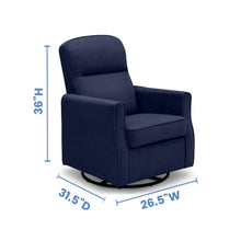 Load image into Gallery viewer, Delta Children Clair Slim Nursery Glider Swivel Rocker Chair. Navy